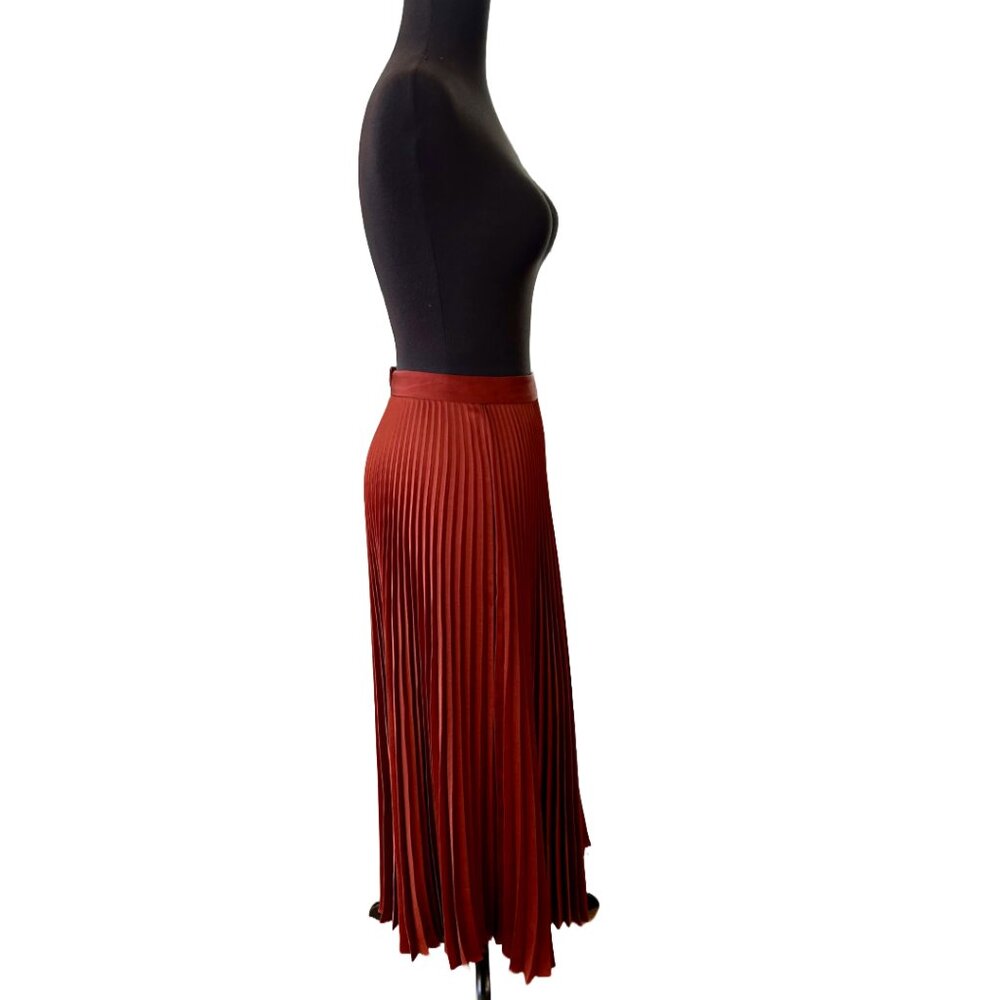 NWT A.L.C. Vintage Satin Bobby Skirt - Luxury Pleated Maxi-Copper- Size 10 - Picture 5 of 11